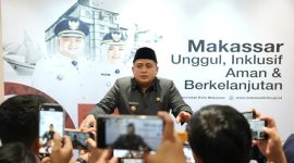 Wali Kota Makassar,  Munafri Arifuddin memberikan keterangan pers.